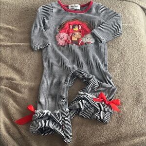 Adorable Striped One Piece with Red Accents